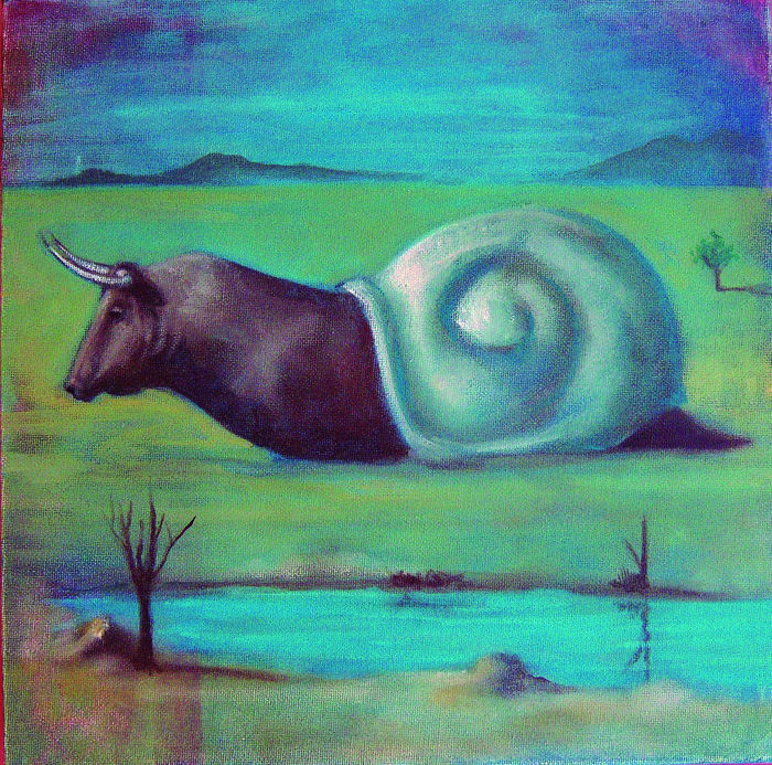 Torito Caracol.  O¿leo-Tela. 30x30. Malaga 2010