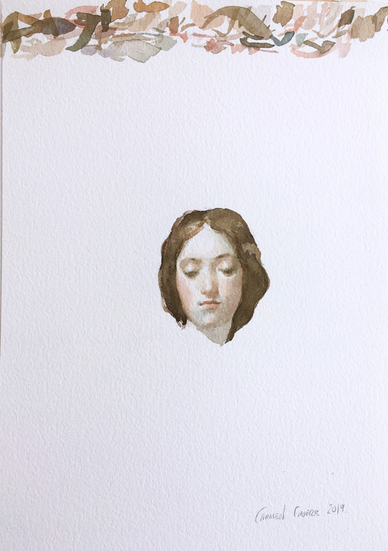 1. After Velázquez. Virgen Coronación. Acuarela sobre papel. a  24 x 19 cm. 2019