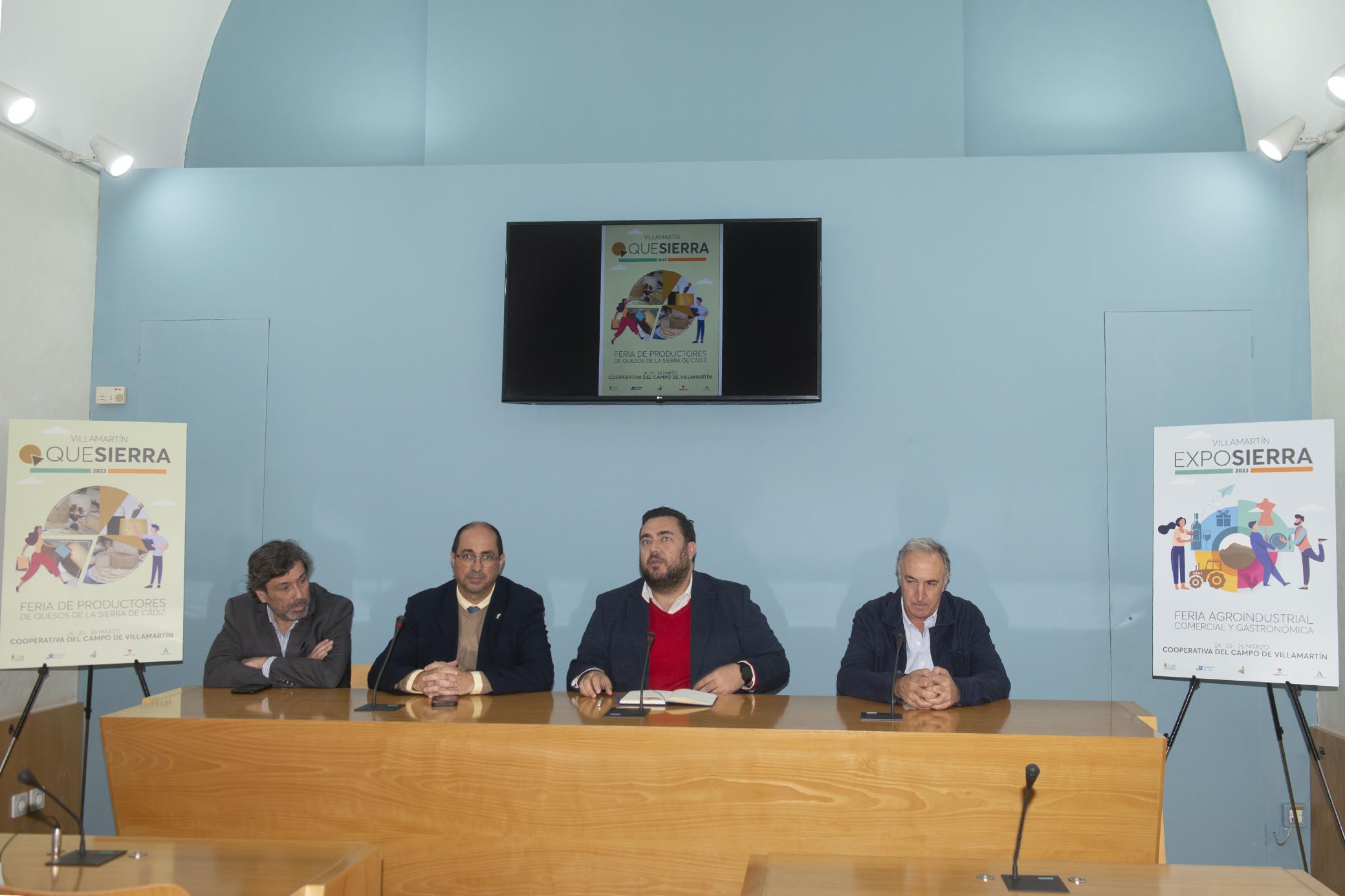 Carlos Landín, Juan Luis Morales, Jaime Armario y Jorge Puerto en la presentación de Exposierra y Quesierra