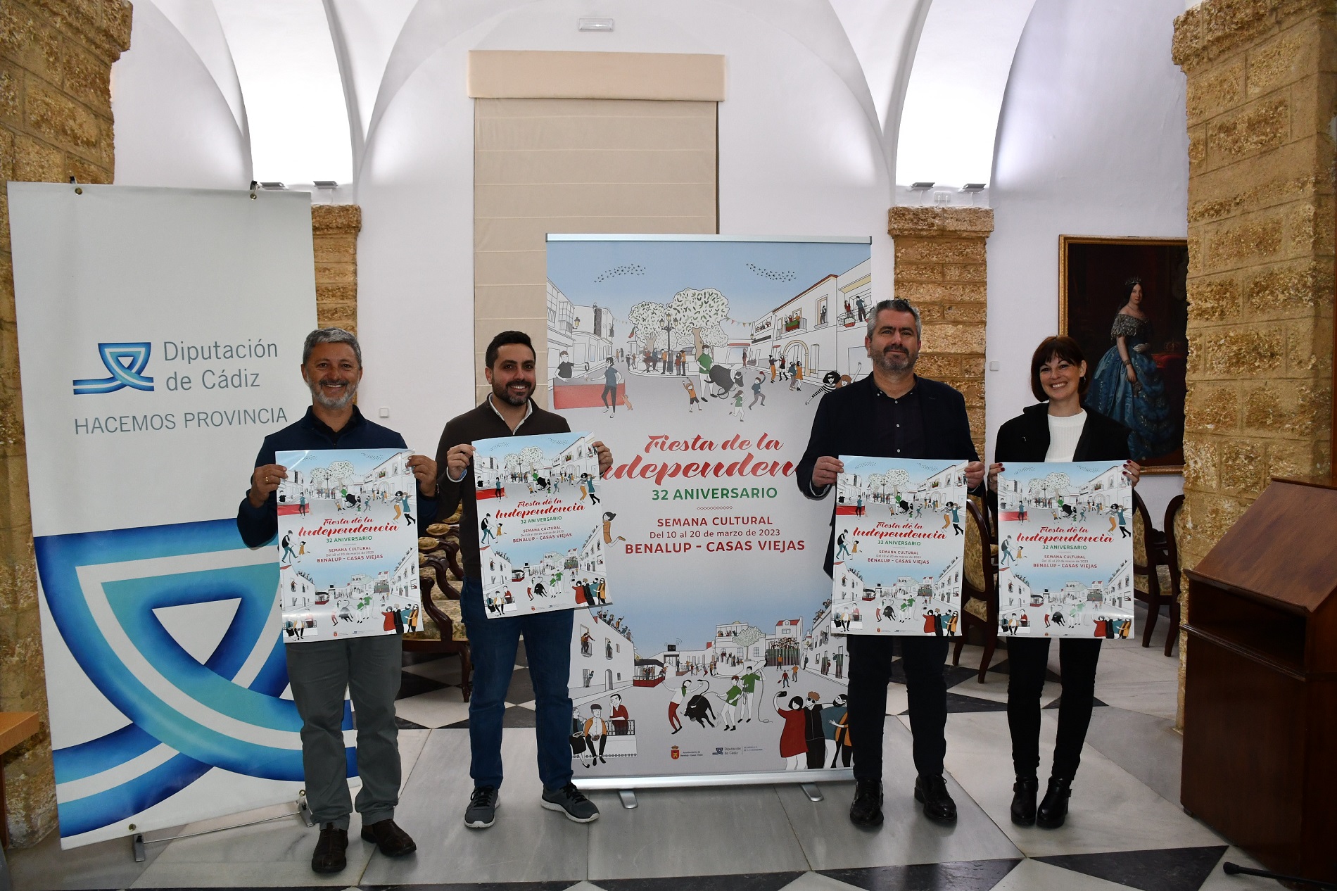 Cruz, Mellado, Cepero y Blanes en la presentación de la Fiesta de la Independencia de Benalup Casas Viejas