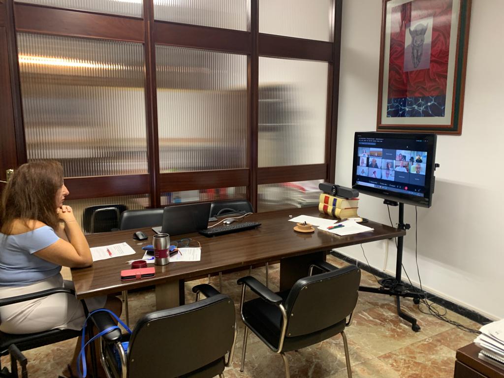 Isabel Gallardo, durante la reunión